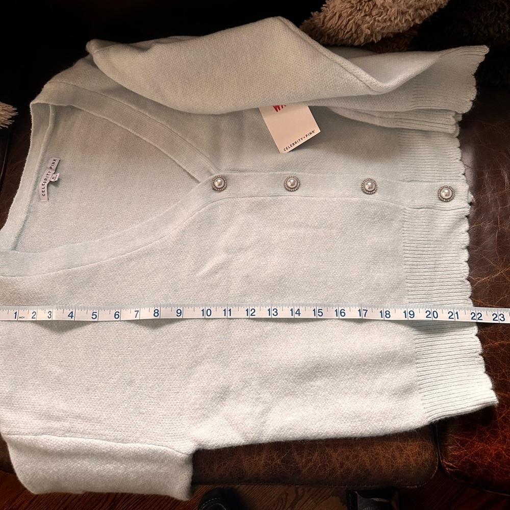 Celebrity Pink Soft Blue pearl Button-Up Cardigan - Picture 11 of 14